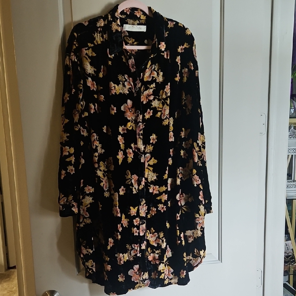 We The Free Black Velvet Floral Dress (Burn Out)